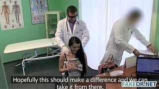 Brunette babe gets her doctor fucked in fake hospital - porn video
