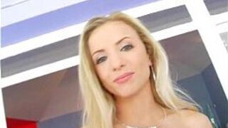 Ass Traffic Horny teen gets pole slammed by two guys and swallows - porn video