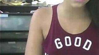 sexy ebony cam girl shows her tits - porn video