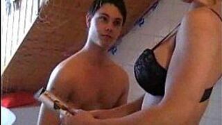 German milf fucks with a young man - porn video